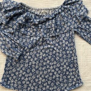 J.Jill Blue floral Off The Shoulder Blouse